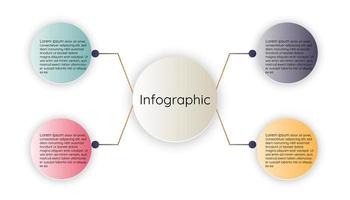 plantilla infográfica para presentación de información empresarial. círculos vectoriales y elementos geométricos. diagramas de flujo de trabajo modernos. informe plan 4 temas vector