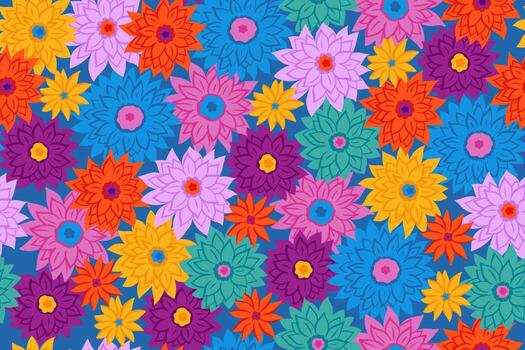 Seamless pattern with colorful flowers. Vector graphics.