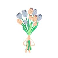 Bouquet of tulips isolated on white background. Vector graphics.