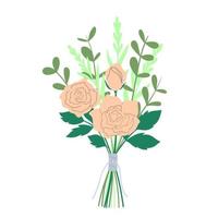 Bouquet of different flowers isolated on white background. Vector graphics.