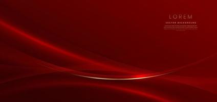 Abstract curved red shape on red background with lighting effect and  copy space for text. Luxury design style. vector