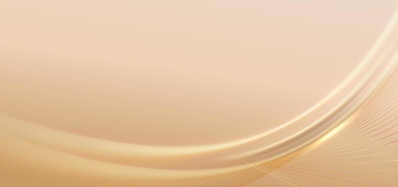 Abstract gold curved background with lighting effect and sparkle with copy space for text. Luxury design style.