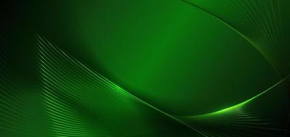 Abstract green glowing lines curved overlapping on green background. Template premium award design. vector