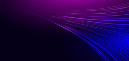 Abstract technology futuristic glowing blue and pink light lines with speed motion blur effect on dark blue background. vector