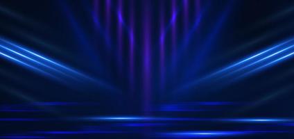 Abstract technology futuristic glowing blue light lines with speed motion blur effect on dark blue background. vector