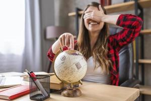 Student is stressed and wants a break with a trip around the world photo