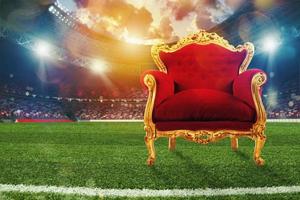 Comfortable and luxury velvet armchair in a soccer stadium photo