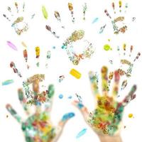 Hands with paint photo