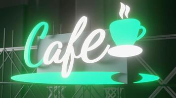 cafe logo text 3D animation. 4k glowing text. Perfect for animated billboard and background motion design video