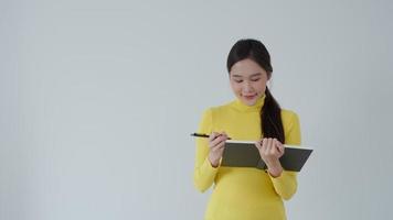writer, writing ,creative ,recreation for imagine, Beautiful Asia attractive young woman writing ideas on notebook, to do list, good thinking work, journalist, Stylish, Dream image, relax video