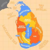 sri lanka mapa con fronteras vector