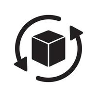 Reload or return package box in circular arrow icon. vector