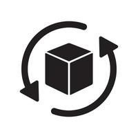 Reload or return package box in circular arrow icon. vector