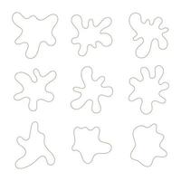 Set of green outline blob isolated for decoration artistic vector illustration.