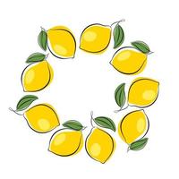 Lemon Icon set, collection fresh cut out lemon fruits isolated on white background. Fresh citrus with green leaf, sour fresh fruit, bright yellow peel. Outline with colored spots. vector