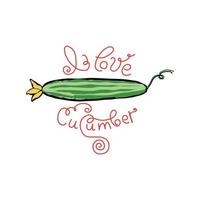 Striped cucumber with an inscription on a transparent background vector