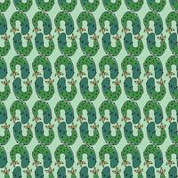 Curved cucumbers are placed hardly on green background, seamless pattern for the design of vegetable products vector