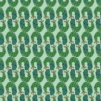 Curved cucumbers are placed hardly on green background, seamless pattern for the design of vegetable products vector