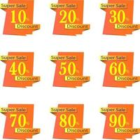 Download 10, 20, 30, 40, 50, 60, 70, 80, 90 percent off, Discount stickers vector set for shop