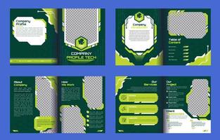 Technology Company Profile with Green Color vector