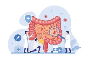 médico cheque y tratar intestino diseño concepto vector