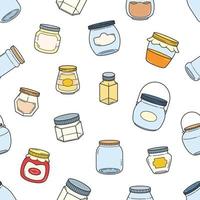 Jars outline doodle seamless pattern wallpaper background vector