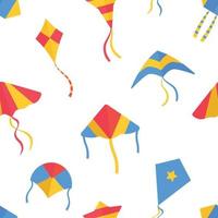 Cartoon kite toys seamless pattern vector