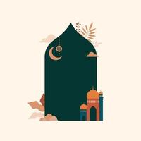 Islamic background for Ramadan Kareem greeting card  with retro boho design vector