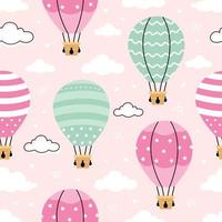 Hot air balloon seamless pattern wallpaper background vector
