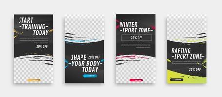 post and story fitness training social media template. social banner for promotion your product. banner square background illustration vector