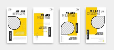 We are hiring job vacancy social media post banner design template with yellow color. We are hiring job vacancy square web banner design. vector