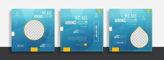 We are hiring job vacancy social media post banner design template with orange and white color. We are hiring job vacancy square web banner design. vector