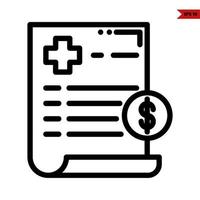 medicine in paper document with money in button line icon vector