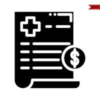 medicine in paper document with money in button glyph icon vector