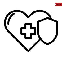 medicine in heart with shield line icon vector