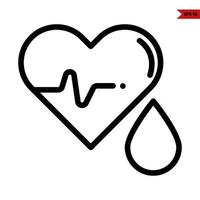 heart beat with water line icon vector