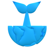 Blue color whale earth world planet global map symbol fish animal wild zoo deep ocean sea marine mammal ecology environment aquarium whale dolphin wildlife underwater heritage red list.3d render png