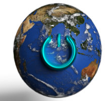 global monde planète carte Terre sphère pousser bouton contrôle commutateur vert bleu Couleur symbole décoration Naturel écologie environnement global chauffage énergie Arrêtez système santé se soucier technologie.3d rendre png