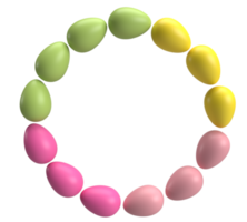 green yellow orange pink red gradient color symbol decoration ornament circle round happy easter egg april month spring season animal pet chicken season beautiful collection group set.3d render png