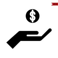 Money in button with in over hand glyph icon vector