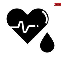 heart beat with water glyph icon vector