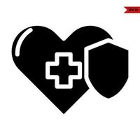 medicine in heart with shield glyph icon vector