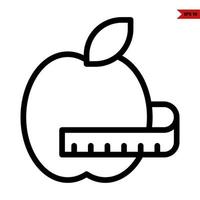 regla con manzana línea icono vector