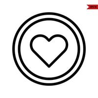 heart in button line icon vector