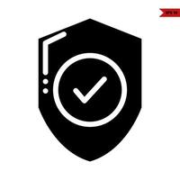 check in shield glyph icon vector