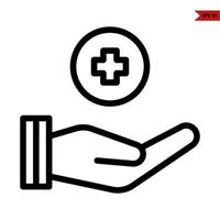 medicine in button with in over hand line icon vector