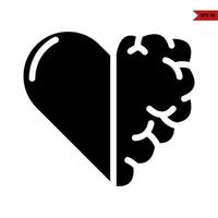 heart with brain glyph icon vector