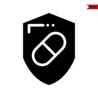 drug in shield glyph icon vector