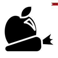 apple with carrot glyph icon vector