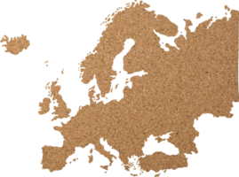 Europa Karte Kork Holz Textur Schnitt aus auf transparent Hintergrund. png